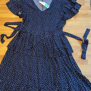 Navy Polka Dot Dress